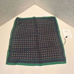 Beymen Club 100% Silk Handkerchief Green Blue Paisley Western Equestrian NWT